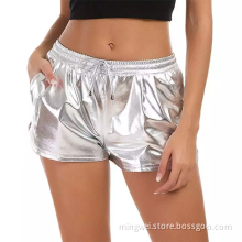 Custom Silver Metallic Dance Shorts For Girls